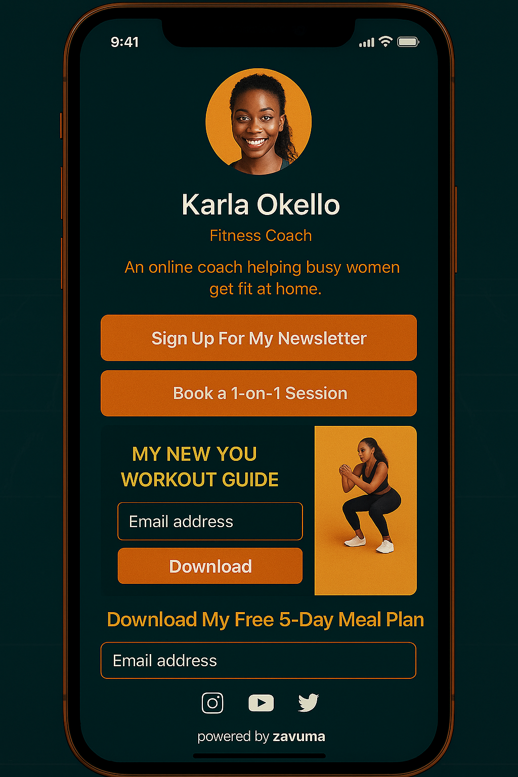 Zavuma mobile funnel preview
